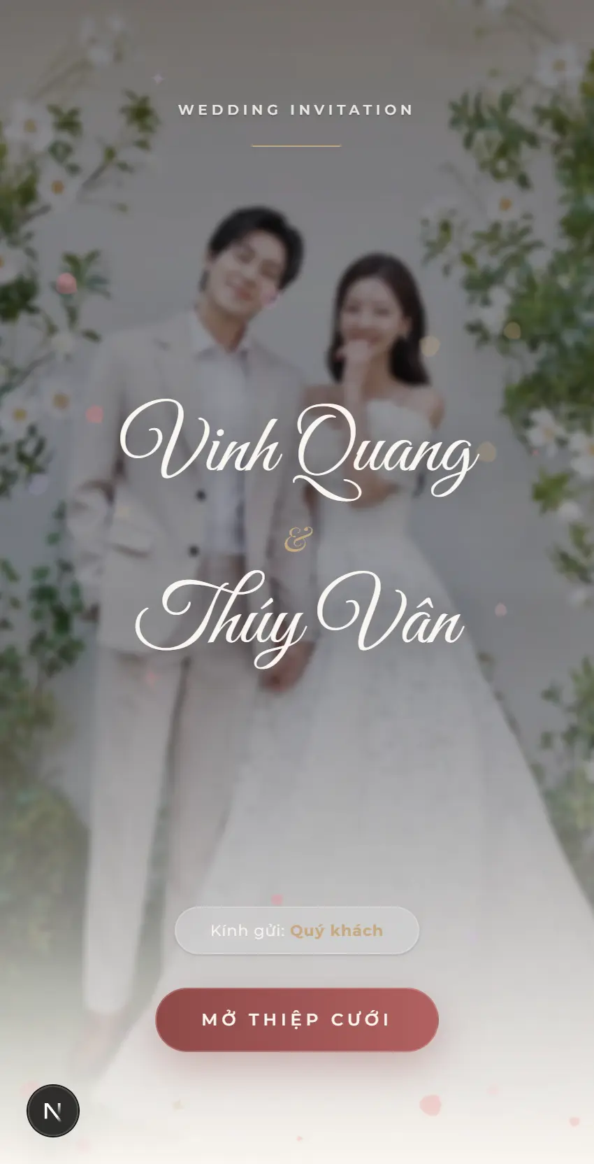 Mẫu thiệp cưới online Mẫu Rose Gold & Blossom - Save The Date